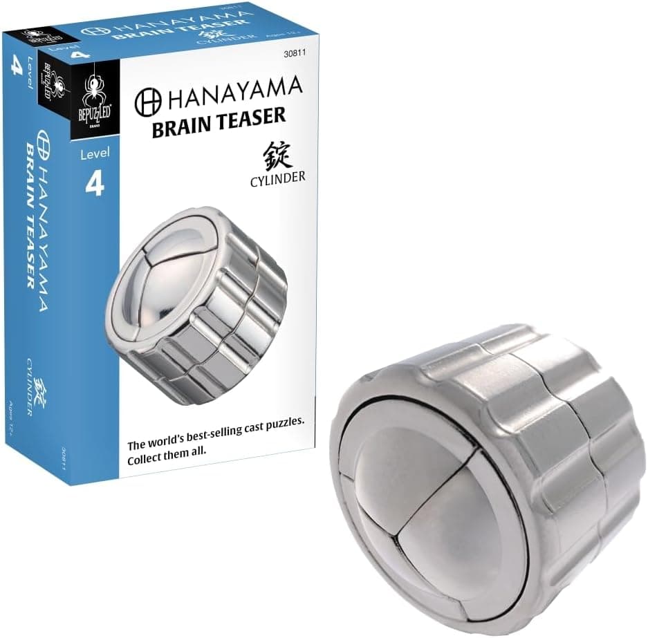 Bepuzzled Hanayama Cylinder Mensa-Rated Metal Puzzle, Level 4