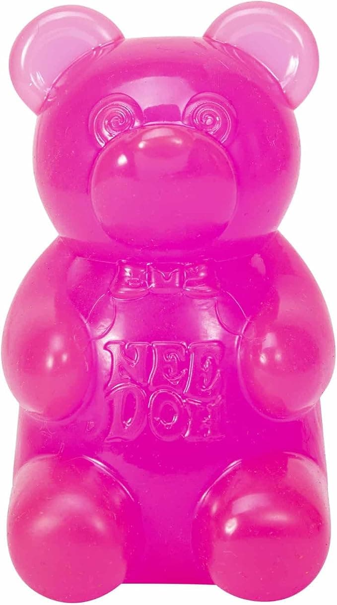 Schylling NeeDoh Gummy Bear - Sensory Fidget Toy with Jelly-Like Filling - 3.5" Tall - Pink (Pack of 1)