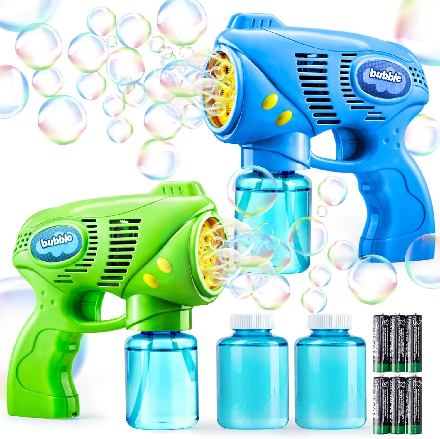 JOYIN 2-Pack Bubble Guns with Refill Solution