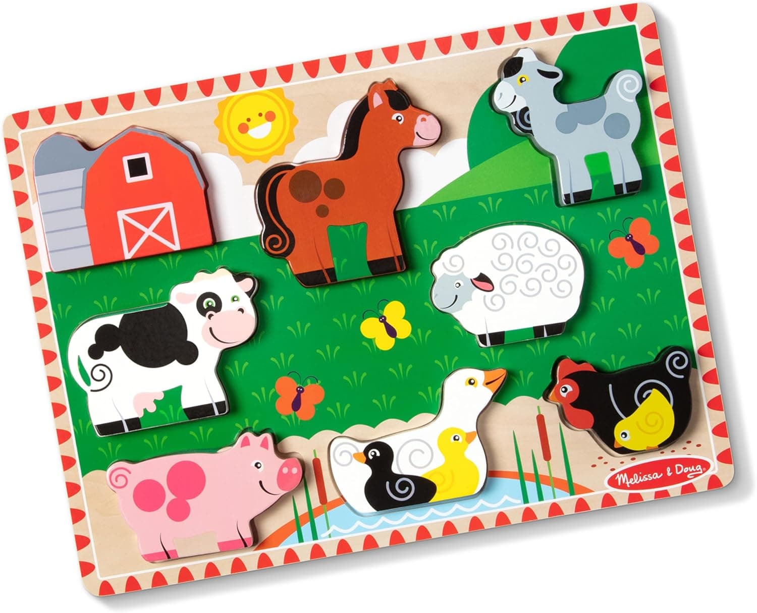 Melissa & Doug Farm Wooden Puzzle, 8 Pieces, FSC-Certified