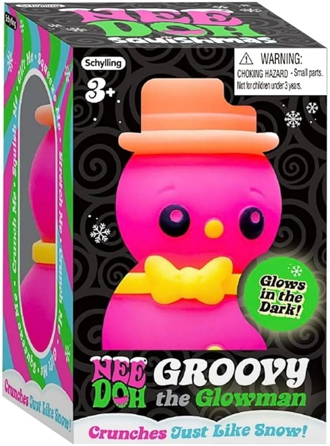 Nee Doh Squeeze Groovy The Glowman - Glows in the Dark! Crunches Dust Like Snow , 1 Color Chosen at Random